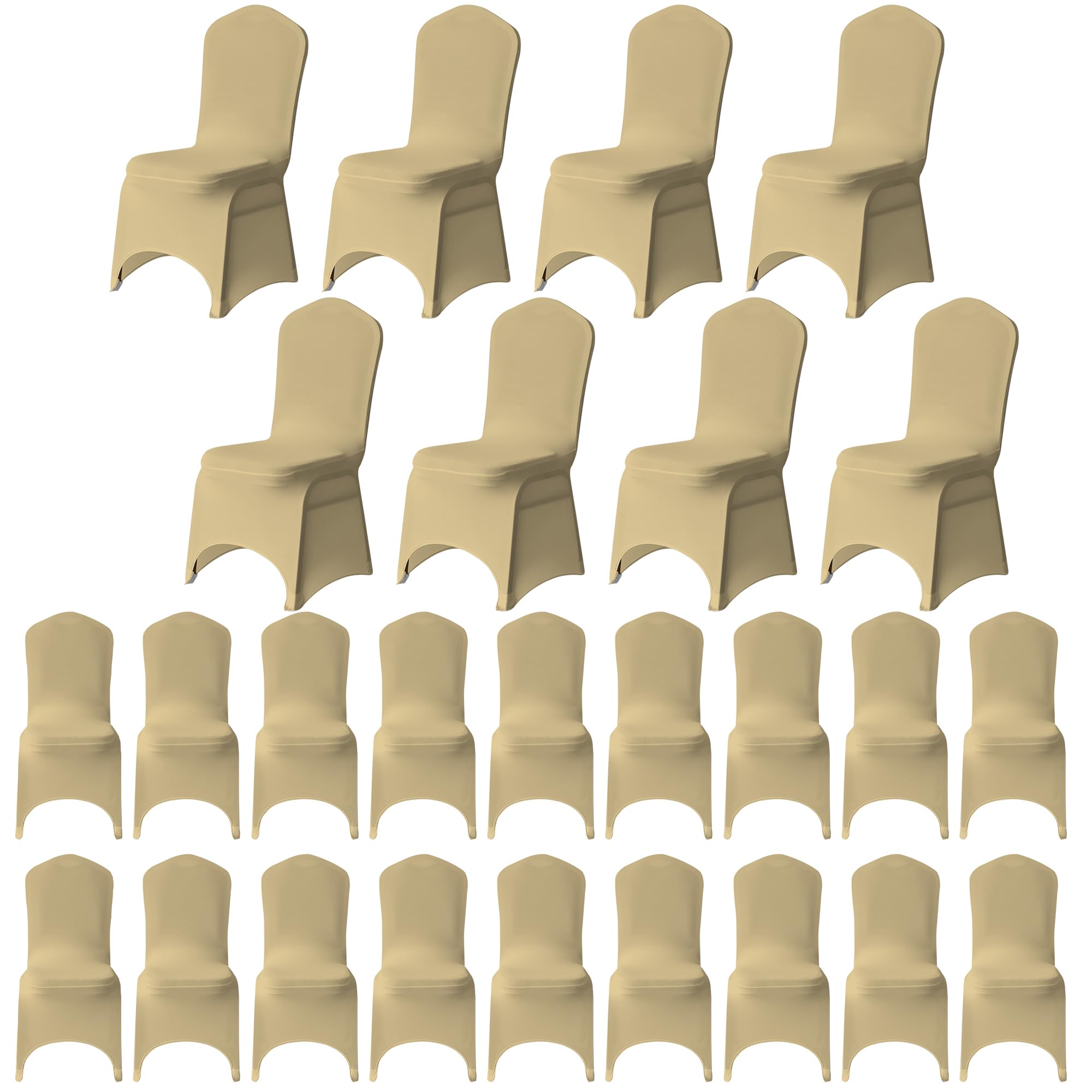 WedDecor Universal Wedding Chair Covers, 100Pcs Champagne Spandex Stretch Dining Chair Slipcovers, Washable Banquet Chair Covers for Parties, Events & Celebrations