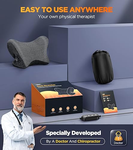 Miniatura 6 de Estirador de cuello térmico 3S para alivio del dolor 9X, área de calefacción de grafeno 3 veces más grande con funda de terapia magnética, almohada