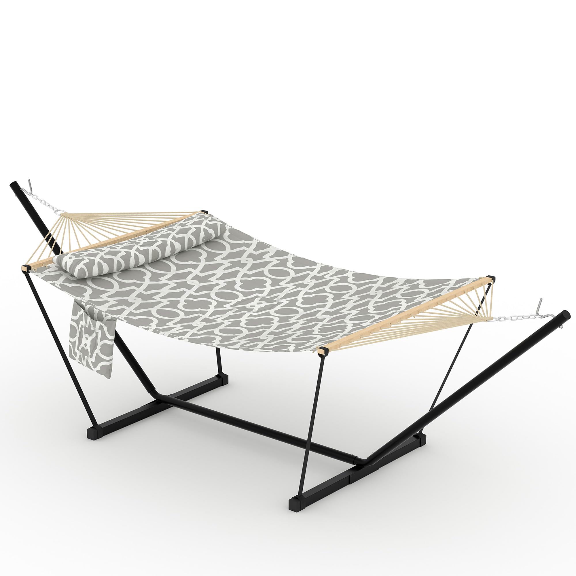 Amaca su piede 12FT, Amaca doppia esterna 2 persone, tela Hammock con cuscino, supporto amaca in metallo a T, per giardino terrazza campeggio