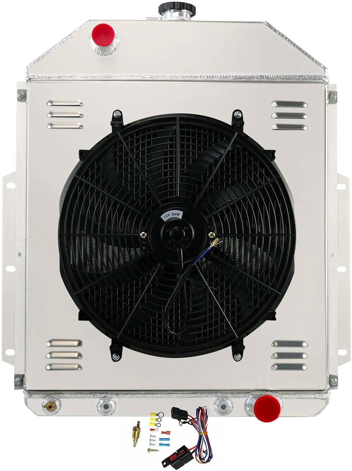 3 ROW Radiator+Shroud Fan+Relay Compatible For 1942-1952 1943 1945 1947 1949 1950 Ford F1 F2 F3 Pickups V8