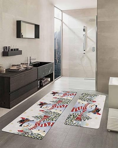 Miniatura 2 de Winter Snowman Bath Mat for Tub,Non Slip Bathroom Floor Runner Rug Quick Dry & Absorbent Diatomaceous Earth Shower Sink Bedroom Kitchen Washable