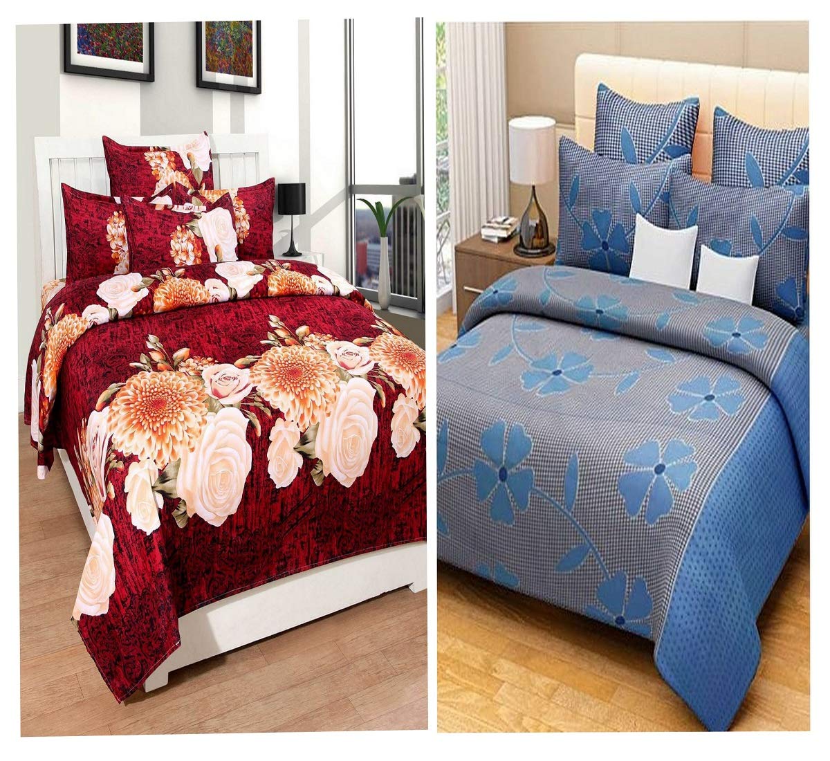 SN International 2PC Polycotton bedsheets Combo Double Bed