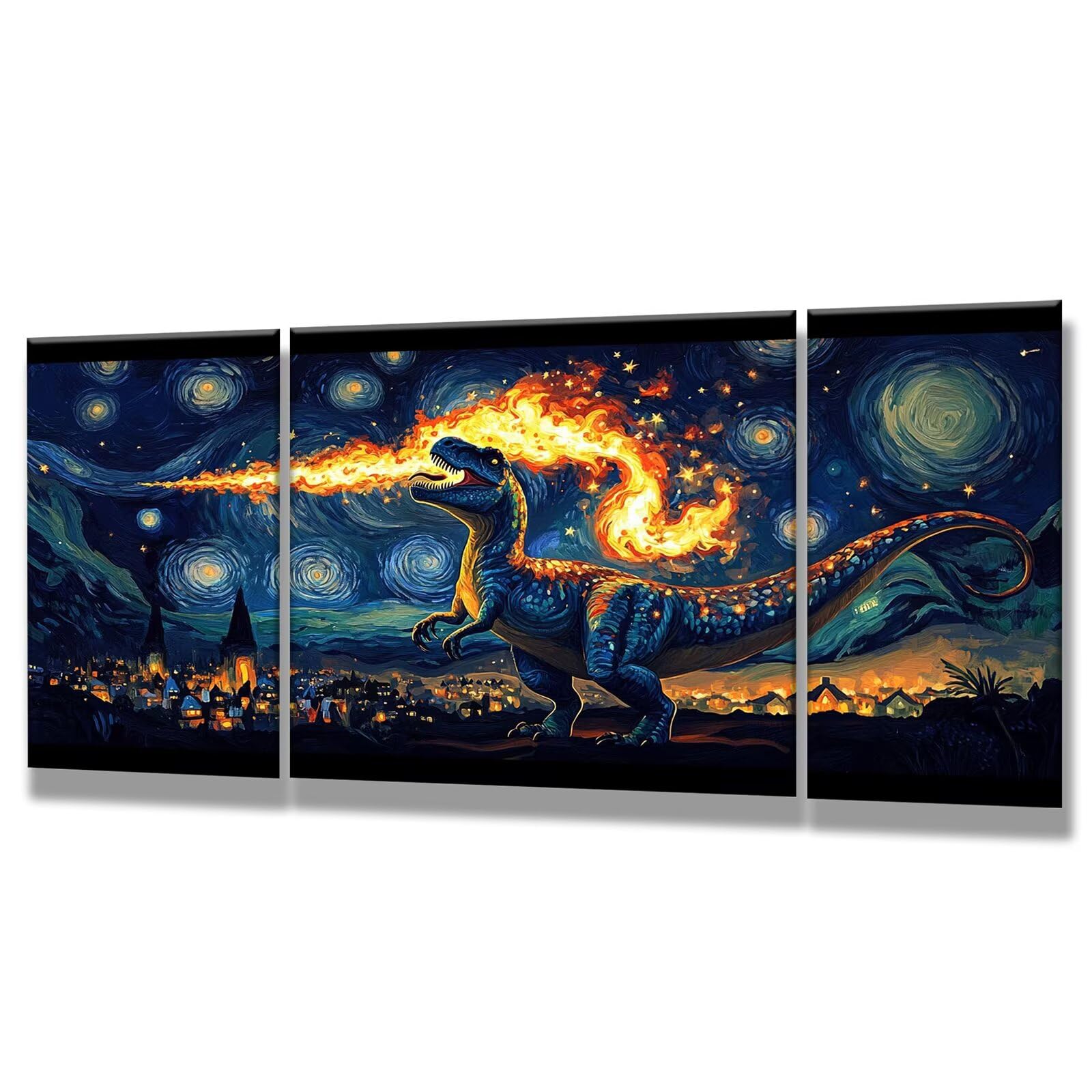 Malowanie według liczb, marzenie, malowanie według liczb, dla dorosłych, 3 sztuki, dinozaury "zrób to sam", 80 x 160 cm, malowanie liczbami, dla dorosłych, z pędzlami i farbą akrylową, zestaw do