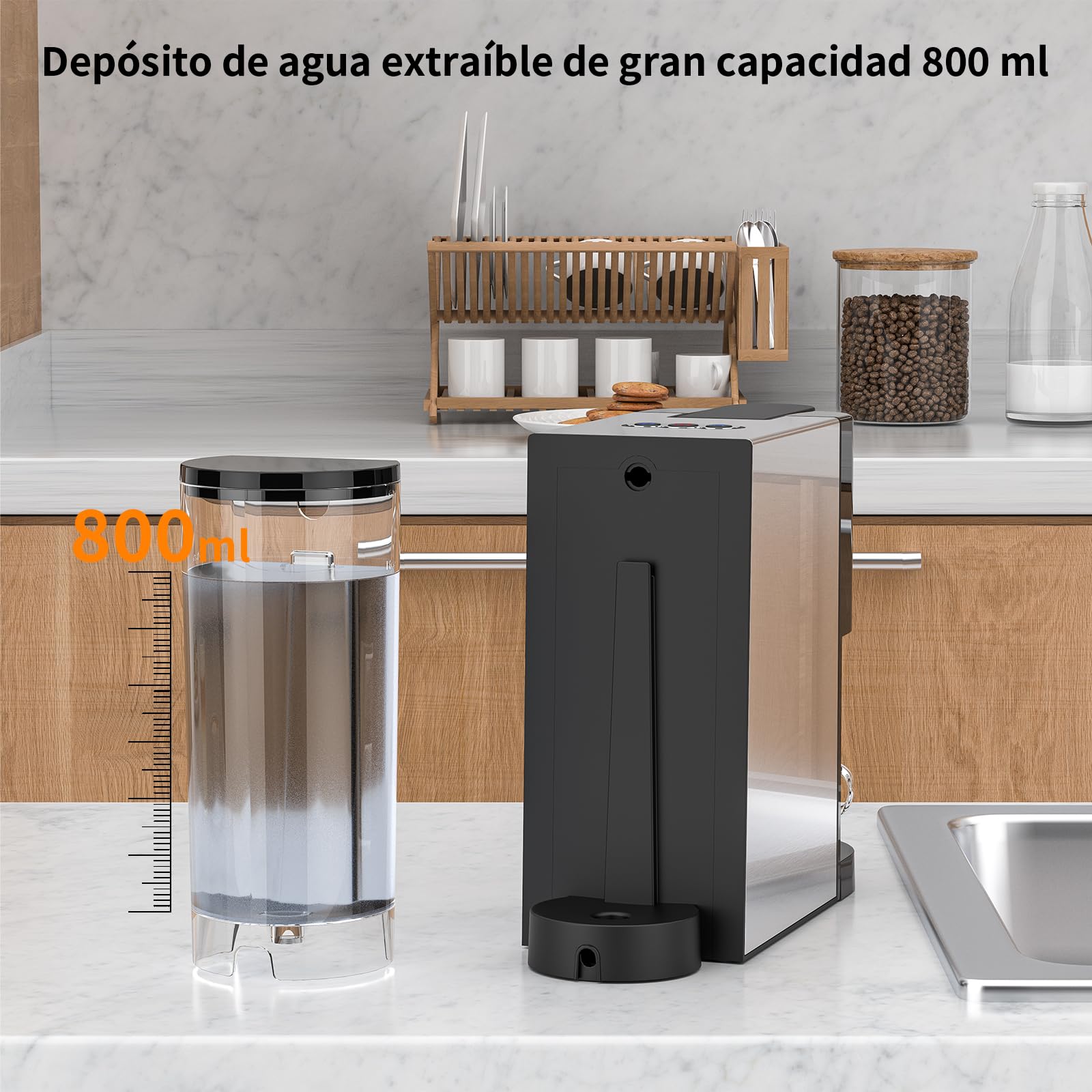 KOTLIE Express 4 en 1 Cafetière à capsules 19 bar haute pression Arrêt automatique Réservoir Cafetière expresso/cafetière capsules AC-513K (BLACK-EU)