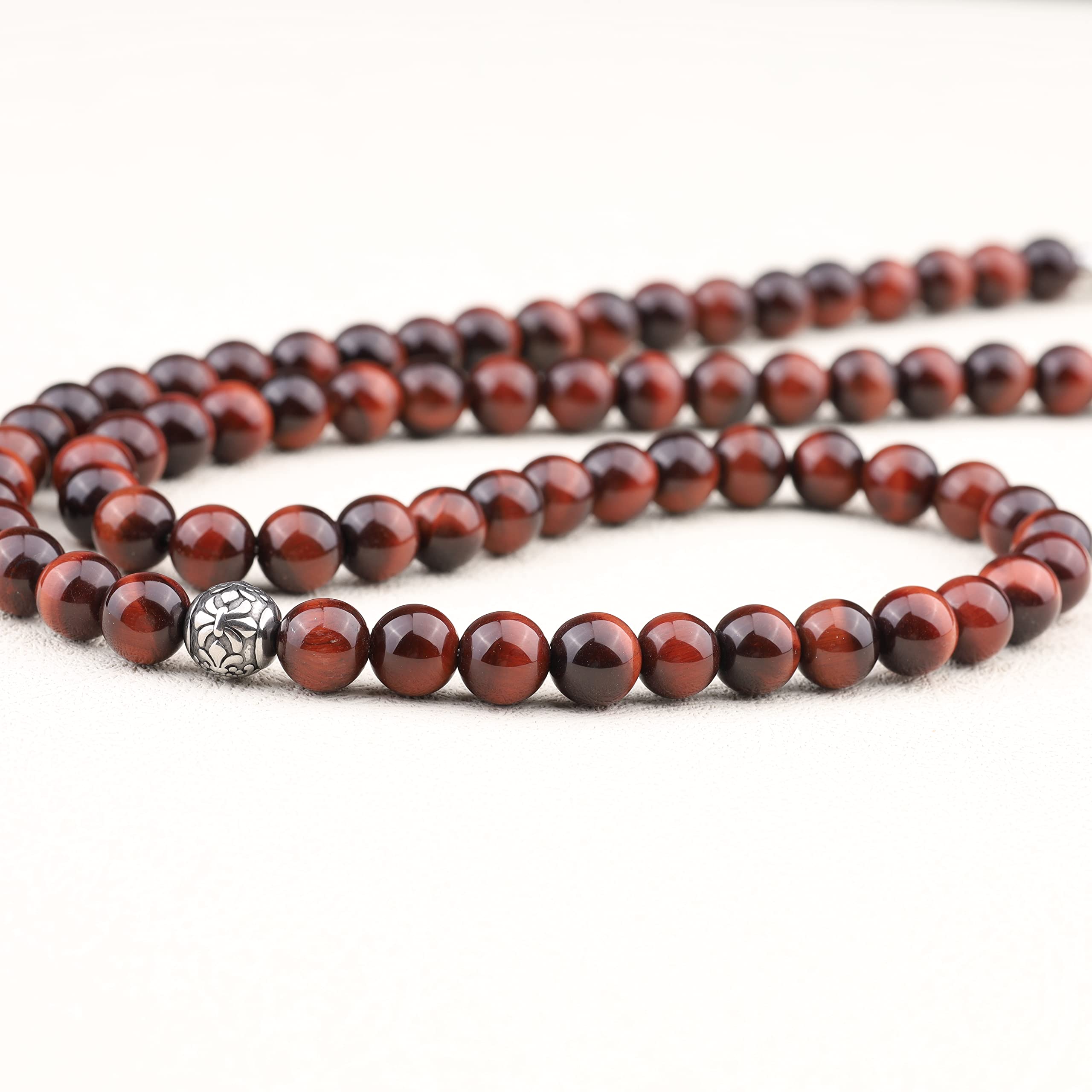 GAVU Collar para Hombre con Piedras Naturales y Amuleto Fleur de Lis, Collar de Cuentas para Hombre
