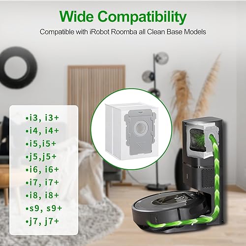 Miniatura 5 de Paquete de 8 bolsas de vacío compatibles con iRobot Roomba i3+, i4+, i5+, i6+, i7+, i8+, j5+, j6+, j7+, j8+, j9+, s9+, bolsas de repuesto para