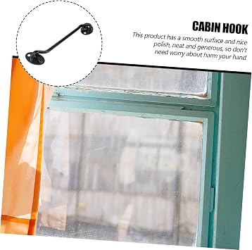 2pcs Wind Brace Cabin Hook for Windows and Doors Easy to Install Screws Black Finish for Secure Window Closure