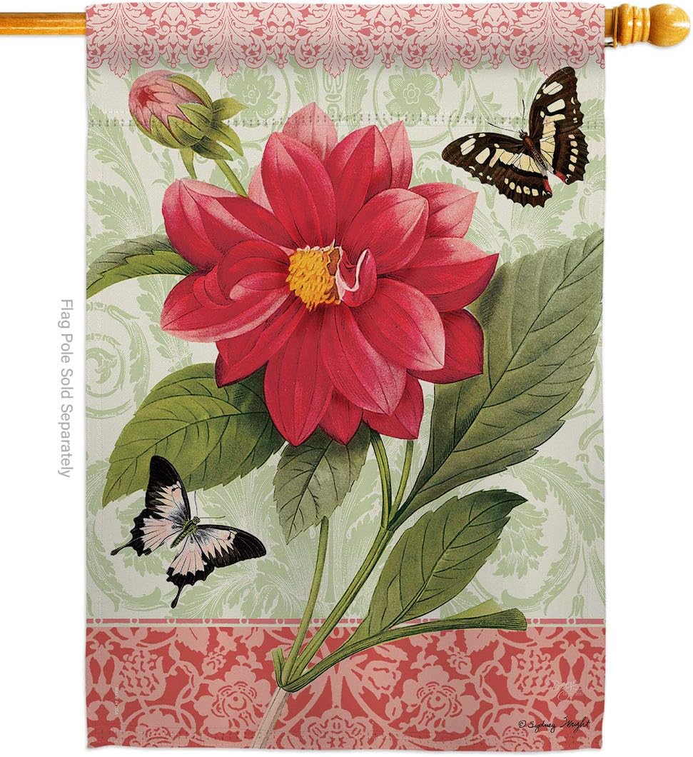Breeze Decor FL-H-104080-IP Double Dahlia Decorative Vertical House Flag, 28" x 40", Multicolor