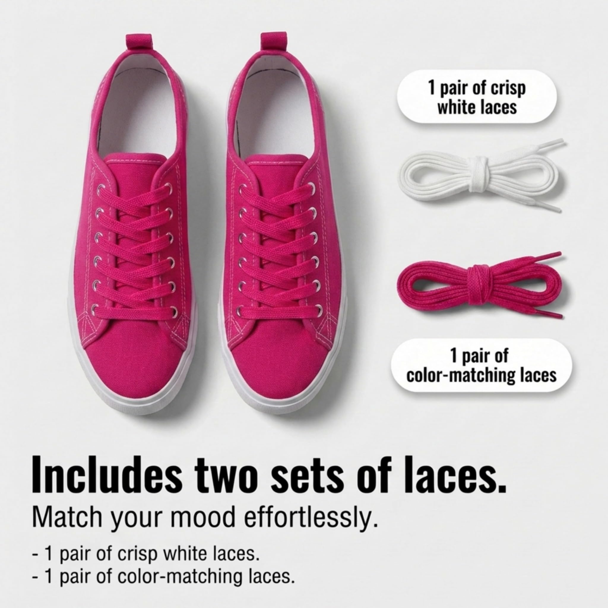 The Fashion Supply Canvas Shoes for Women, Casual Low Top Lace-Up Womens Shoes Sneakers, Extra Laces (Pink, 8)