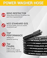 Vista 1 de POHIR Manguera de lavado a presión de 25 pies, 4000 PSI, 1/4 de pulgada M22 resistente a las torceduras manguera de repuesto de lavado eléctrico