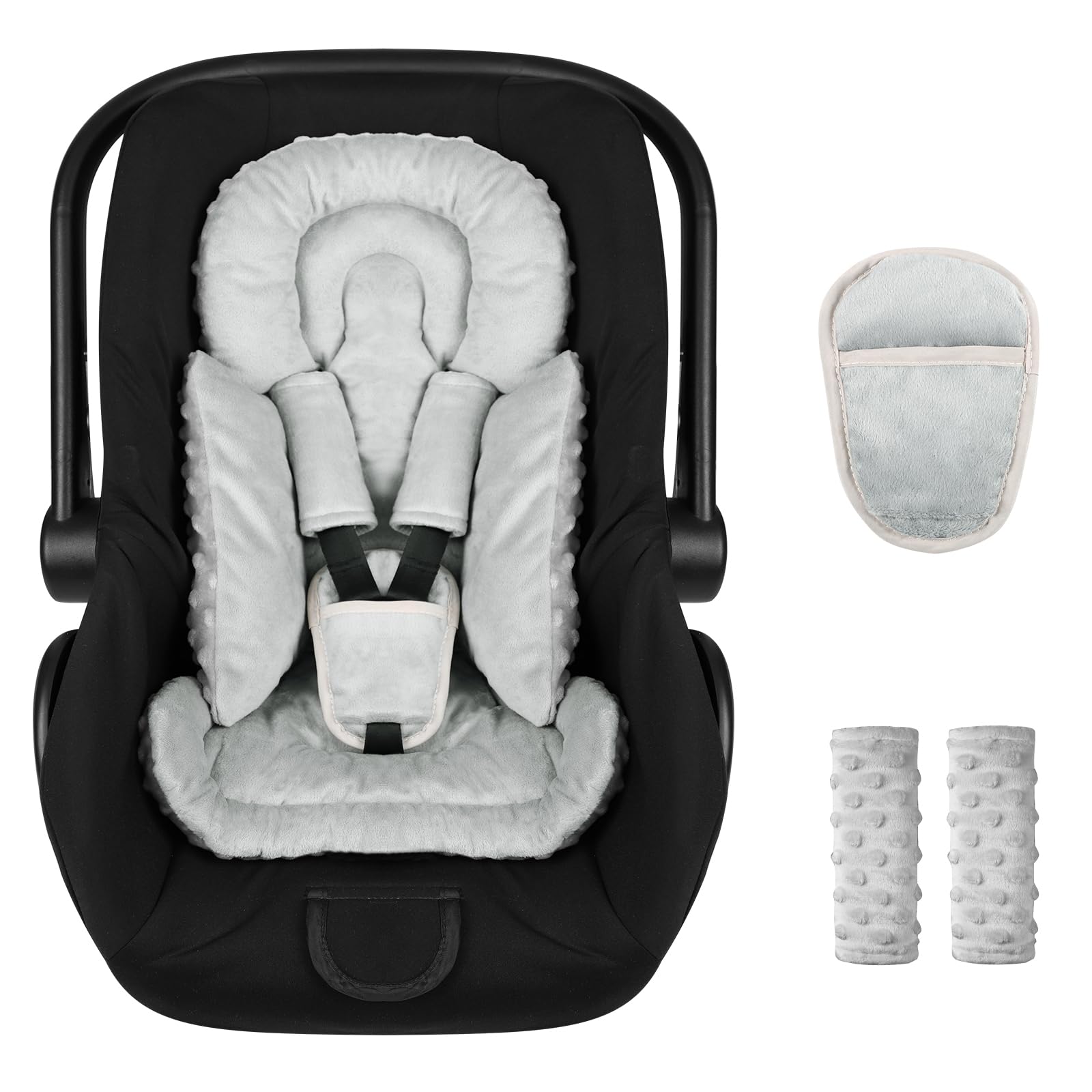 Infant Car Seat Insert Boy Girl, 3 in 1 Newborn Carseat Insert with Strap Pads, Car Seat Head Support for Baby Strollers, Swings, and Bouncers,