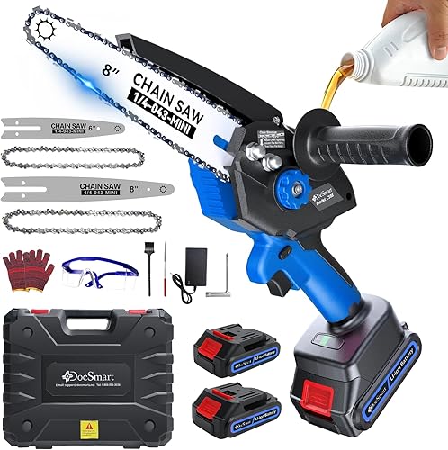 Mini motosierra inalámbrica, de 8 y 6 pulgadas con 2 baterías recargables, sierra de mano alimentada por batería, herramientas de jardinería para