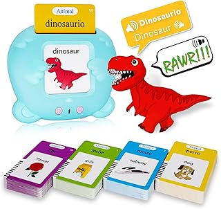Talking Flash Cards, Talking Learning Toy for Kids Toddlers Pocket Speech Audible Flashcards, Educational Autism Sensory Toys for Autistic Children, Speech Therapy Toys-112 Cards (Bear-Blue-224Words)