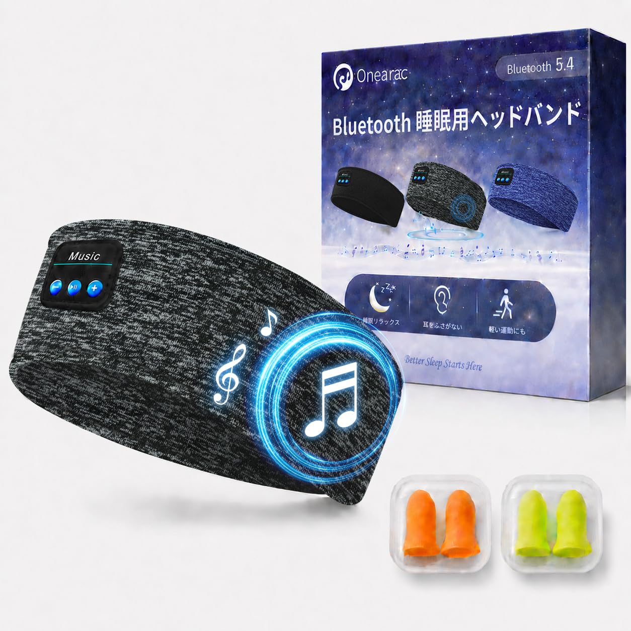 寝ホン 睡眠グッズ Bluetooth5.4 ヘッドホン ヘッドバンドヘッドホン 睡眠用イヤホン へっどホン bluetooth オーバーヘッドホン スリープ スポーツ 両用 ワイヤレスイヤホン asmr 側寝対応 日本語音声ガイダンス マイク内蔵 ハンズフリー通話 マルチポイント対応 快適装着 柔らかい 吸汗速乾 HiFi音質 洗える 男女兼用 技術適合証明済 Onearac (1, グレー)