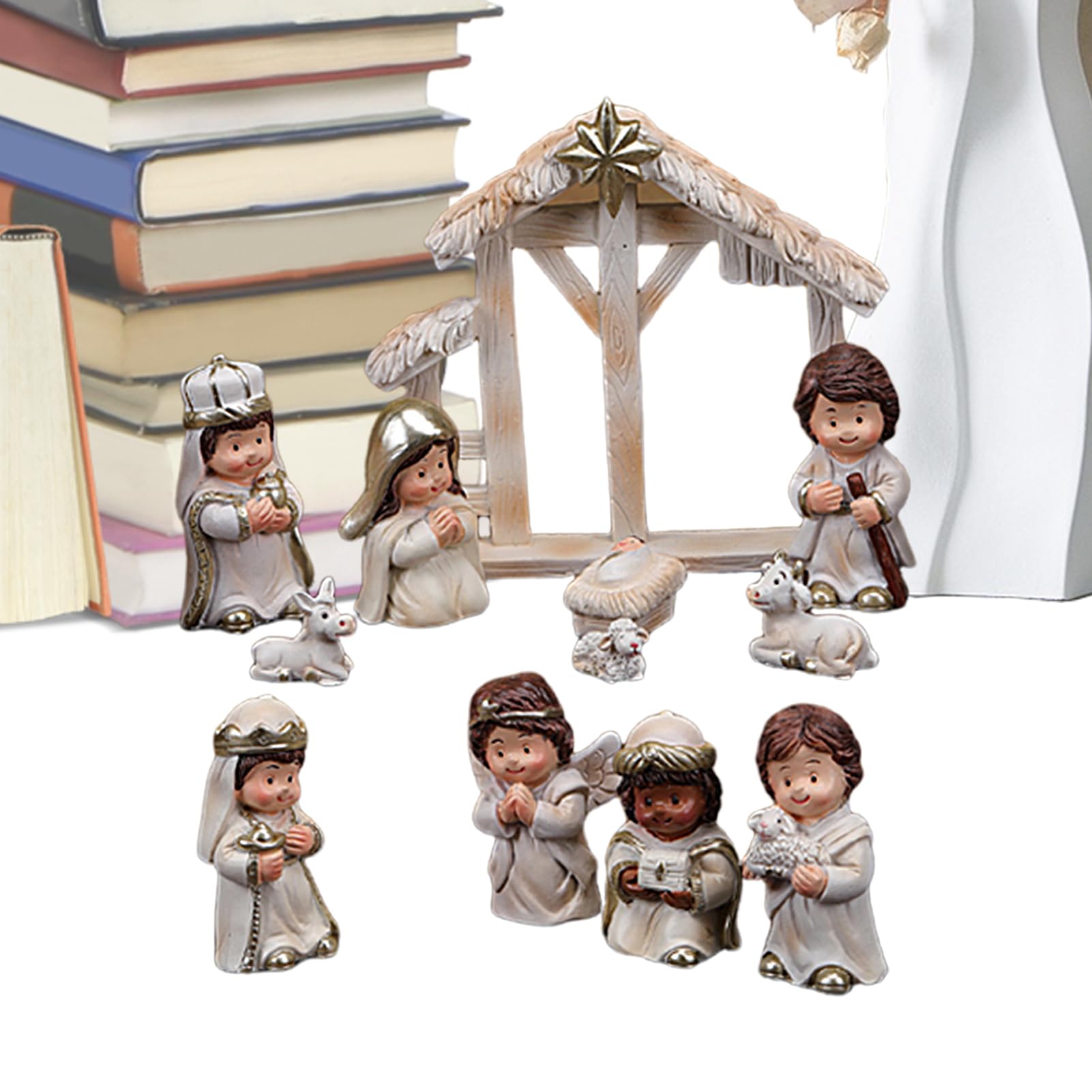 Figurines de crèche de Noël complètes lot de 12 pour résoudre le manque de décor