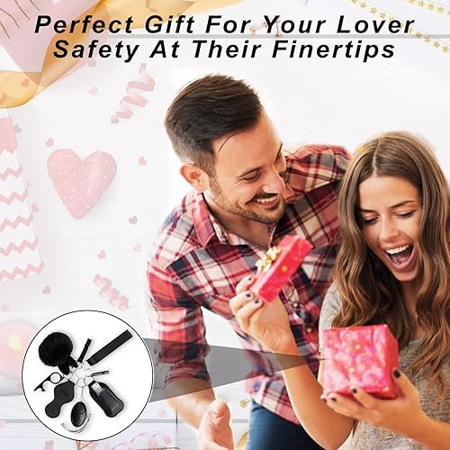 Miniatura 7 de QINER Llavero de seguridad para mujer, juego de llaveros de seguridad con alarma personal, 9 piezas de accesorios de llavero de protección para mujer