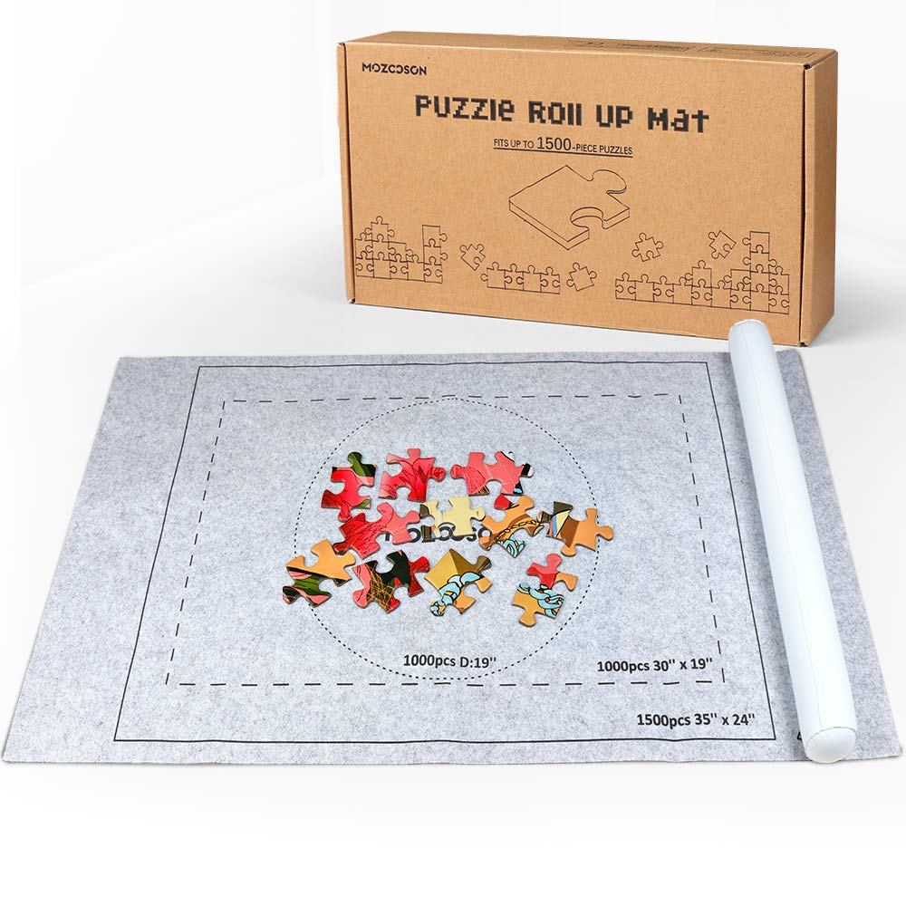 Mata do puzzli 500, 1000, 1500, 2000 elementów, przenośna podkładka do puzzli, podkładka do puzzli, mata do puzzli, szara