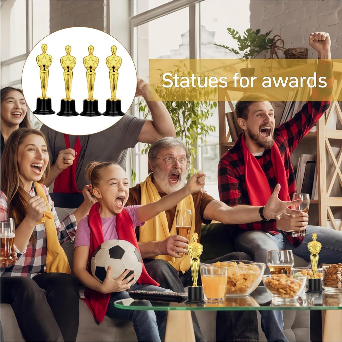 Trofeos de Oro,4 piezas trofeos Futbol Personalizados,Molde de Trofeo de Oro Plástico,Estatuilla Mini Trofeo,para Premios Deportivos de Fútbol y Galas de Premios, Aumentar la Cohesión del Equipo — view 4