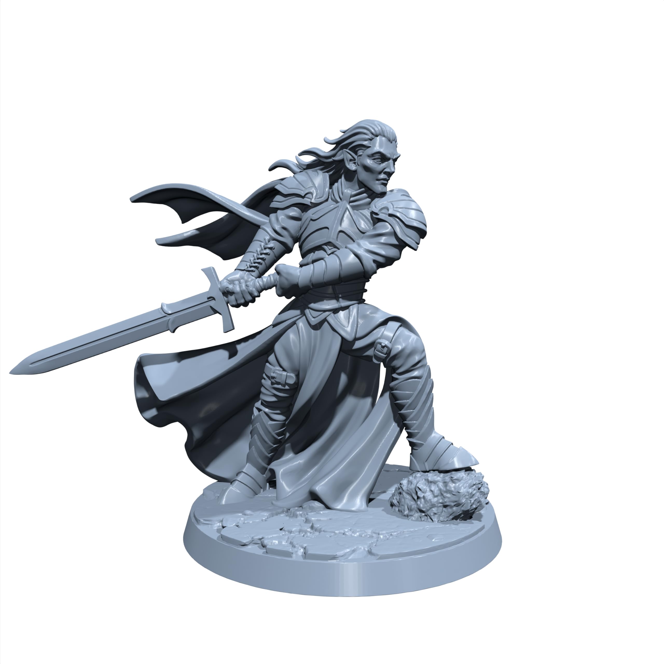 Levariel Silverblade | Elf Knight | Barbarian | Fighter Miniature for Tabletop Games Like D&D and War Gaming| Dungeons and Dragons Mini | RN estudio No Base