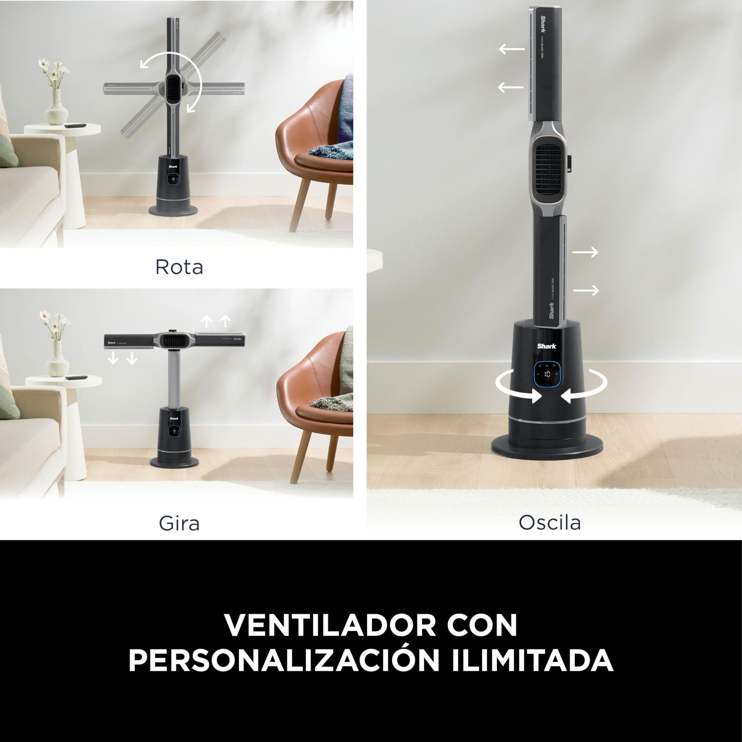 Shark TurboBlade, Ventilador + Calentador 2 en 1, Negro, TH200EU | Ventilador Doble y Calentador, Mando a Distancia