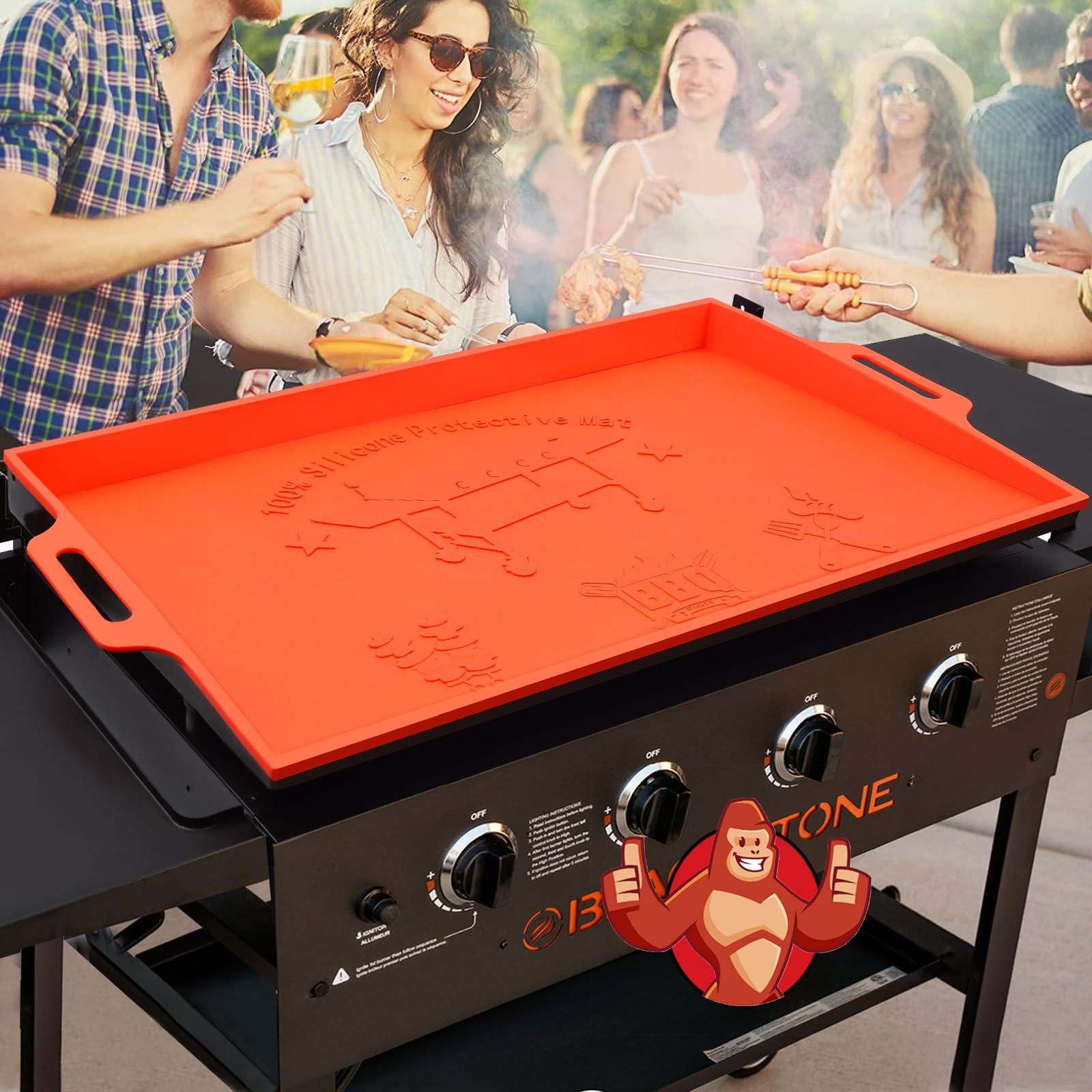 36" Silicone Mat for Blackstone Griddle Silicone Mat Cover for Blackstone, Heavy Duty/Reusable/100% Food-grade Silicone Grill Mat Protect Your Griddle from Dirt & Rust(All Cover Protective/Upgraded)