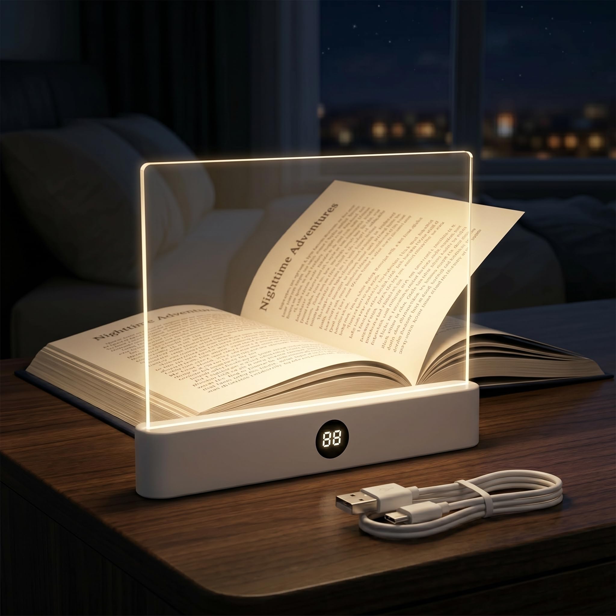 Book Light for Students, LED Study Light USB Rechargeable, 3 Color Modes & Dimmable Brightness, Book Lamp with Timer for Reading in Bed at Night, Plastic Study Lamp, Portable & Eye-Caring (White)-image-17