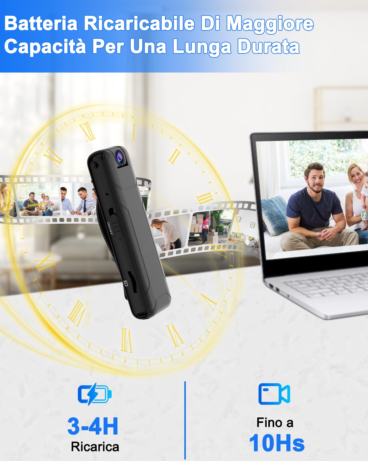 Bextgoo Body Cam, 1080P Mini Telecamera con Scheda TF da 32 GB, Rilevazione Moviment, Visione Notturna, Telecamera Senza Wifi per Ciclismo, Viaggi, Sicurezza Interna ed Esterna