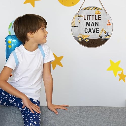 Miniatura 3 de Letrero de madera con diseño de cueva de hombre pequeño, placa de madera para colgar en la pared, decoración artística para habitación de niños,