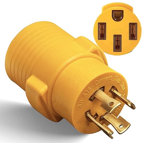 MECMO NEMA L14-30P a 14-50R - Adaptador de generador RV de 30 amperios a 50 amperios, generador de bloqueo por torsión, enchufe macho de 4 clavijas