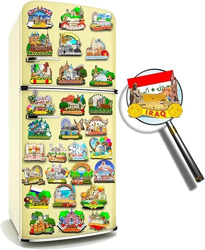 Miniatura 4 de Imán de madera para nevera Irak Irak Monumentos 3D Viajes Coleccionables Recuerdos Decoración Hecho a Mano -653