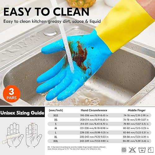 Miniatura 6 de Vgo... Guantes de limpieza,Lavavajillas,Cocina,Resistente,Reutilizables