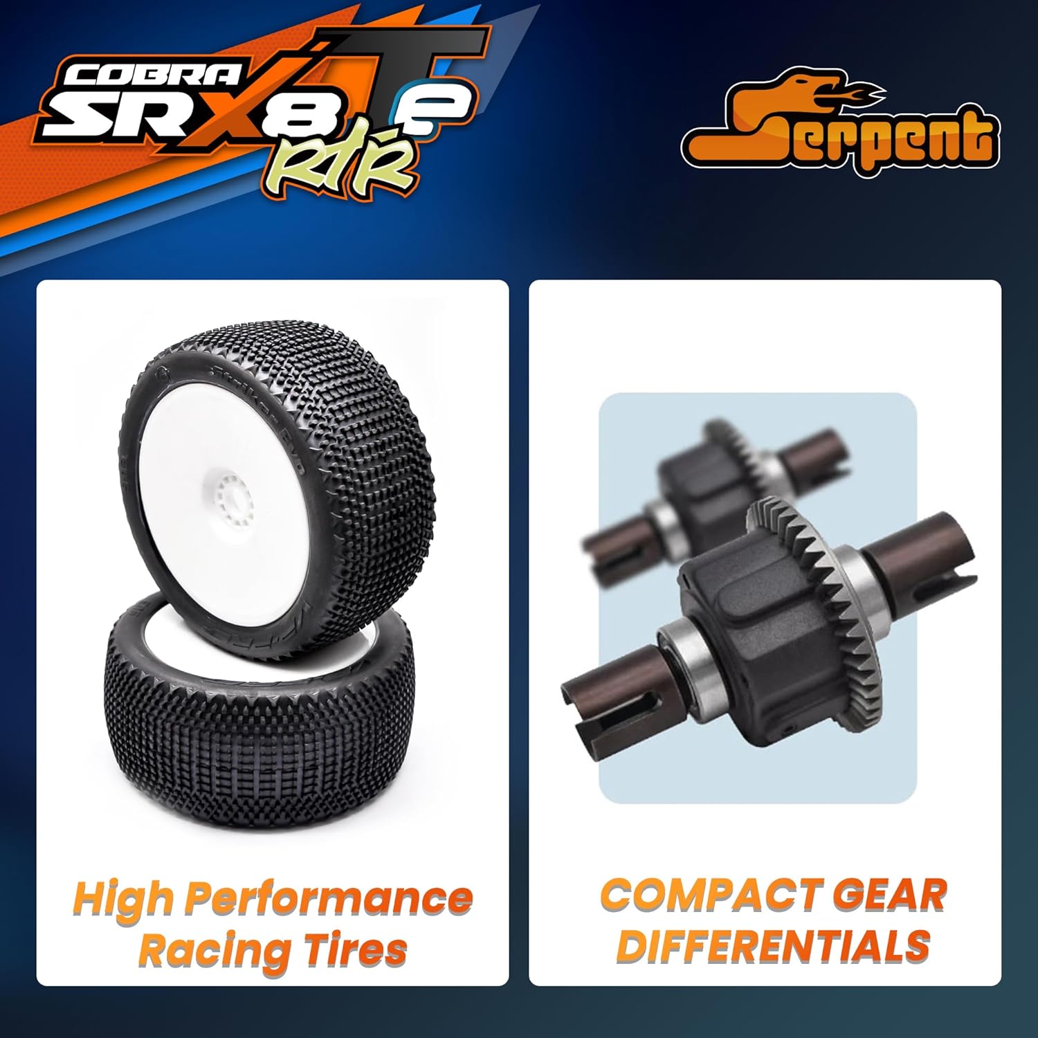 Serpent New Version 1/8 Off-Road Truggy-e RTR, High Speed, Long Life, High-Performance Electric Truggy Kit, Battery and Charger Excluded (Orange)