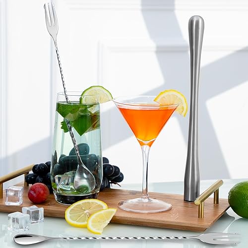 Miniatura 67 de BRIOUT - 2 cucharas de barra de 12 pulgadas, agitadores de mezcla de mango largo para bebida, cuchara coctelera de acero inoxidable, color oro rosa