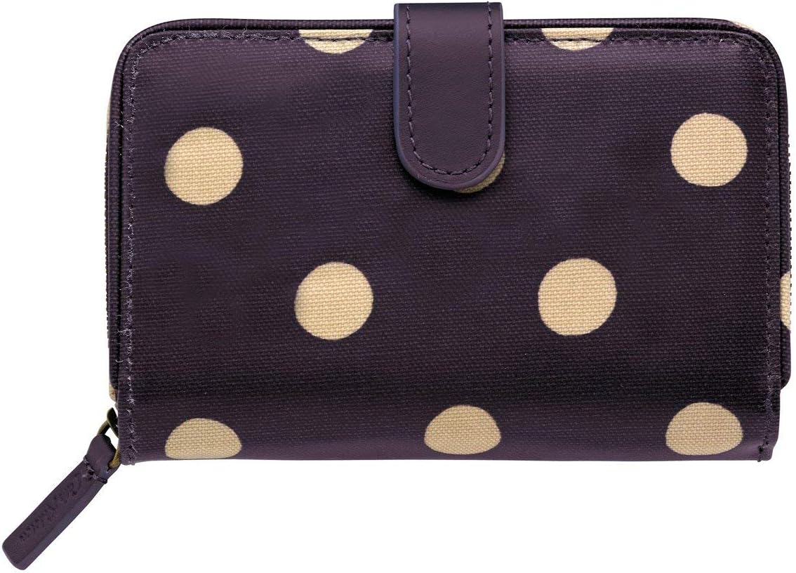 Cath Kidston Folded Zip Wallet with leather Button Spot - Grape 515344