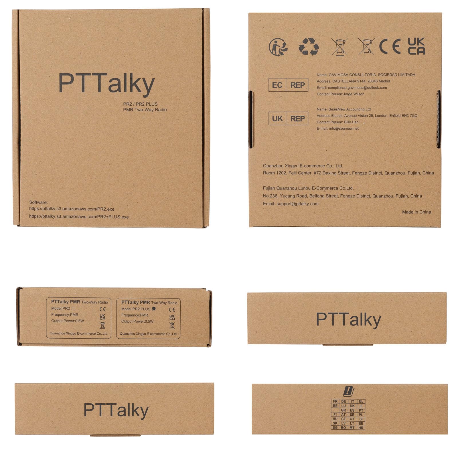 Walkie Talkie PTTalky PR2 Plus PMR446 sin Licencia Larga Distancia 4Pizaes | 16 Canales Walkie-Talkie de Larga Distancia con Pantalla,Soporta VOX, para Senderismo, Camping,Industria, Lagerhaus