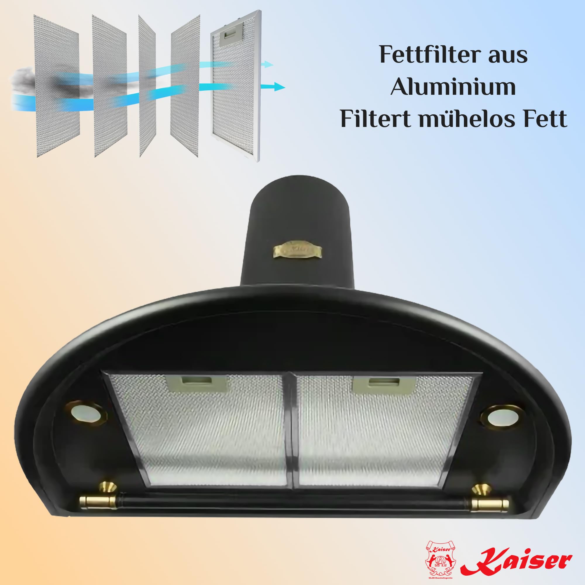Kaiser 9423 Be Rétro Hotte aspirante murale 90 cm,Hotte murale, Luxe fabricant Kaiser, 3 vitesses .910m³/h,Eclairage LED, Hotte, Timer,Gagnants German Brand Award 2018,Hotte cheminée