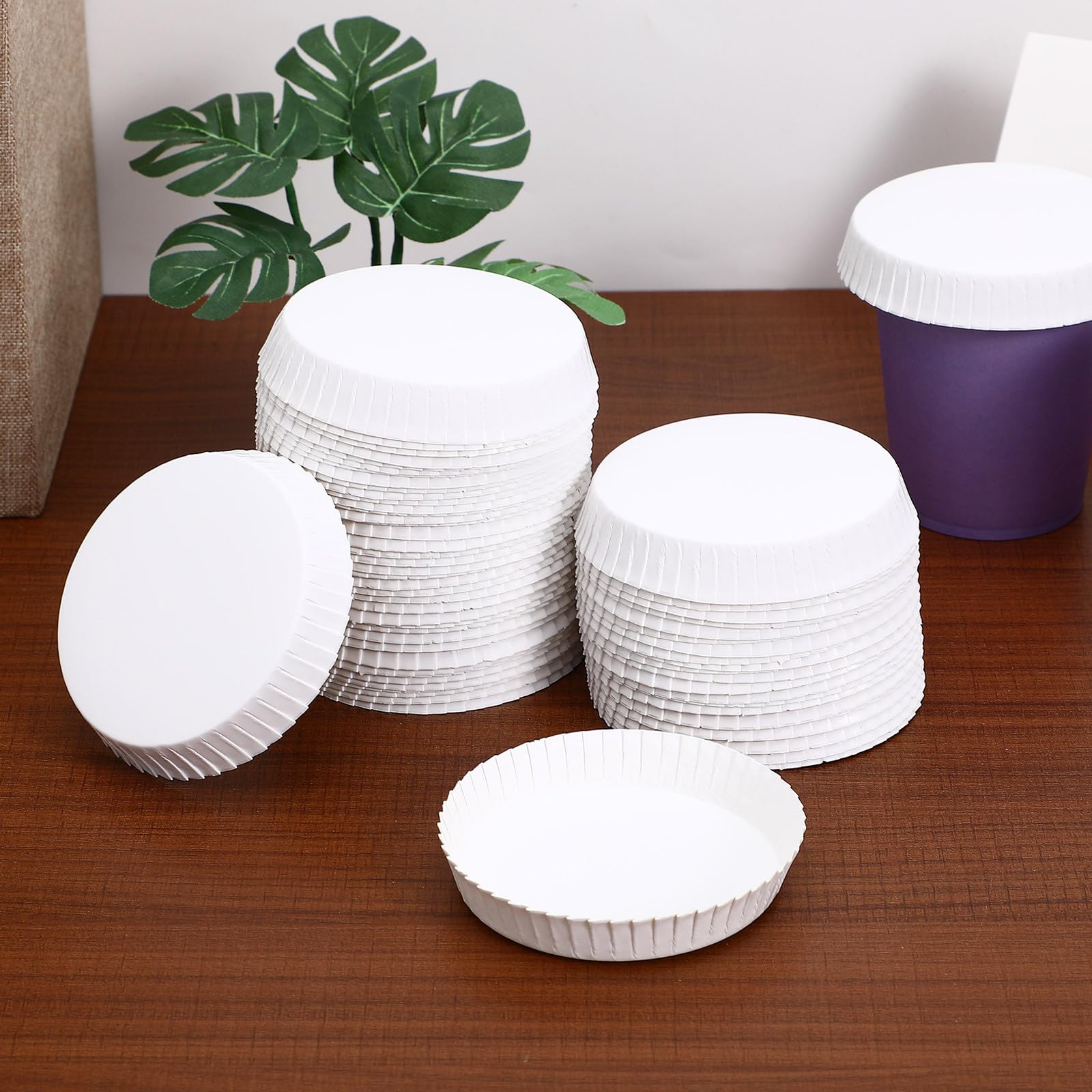 Ciieeo 100 Piezas Tapas Desechables para Vasos de Papel Protectoras para Copas de Vino Cubiertas para Bebidas Uso Hotel Restaurante Cafetería