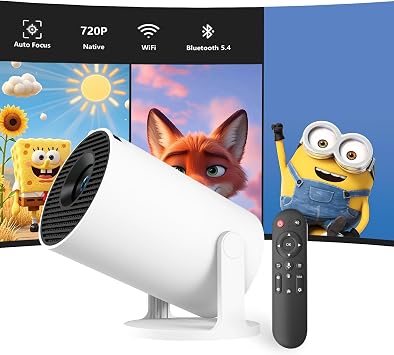 VNEIMQN Mini Projector 4K HD 720P Portable Projector Home Theater Video Projector 180 ANSI Lumen Portable 2.4/5G Dual WiFi 6 and Bluetooth 180  Air Remote Control Rotary and Automatic Trapeze