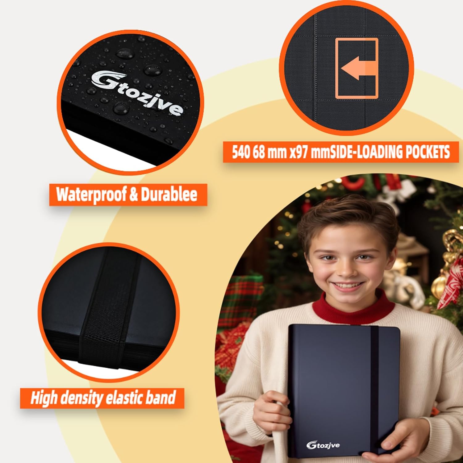 Premium Card Collection Binder 540 Double Sided Pockets, Black PU Leather Trading Card Album with Zipper, 9 Pocket Pages for MTG, TCG, Sports Cards