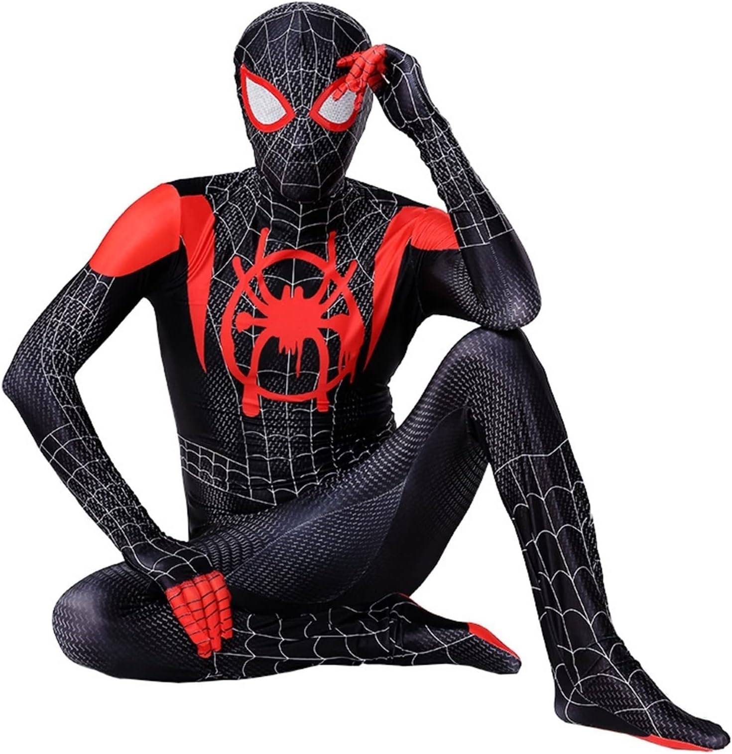 LIODOR Spider-boy Miles Morales Jumpsuit Kids 6-7 Years Costume Superhero Cosplay Outfit Movie Fans Fancy Dress Onesies for Christmas Carnival
