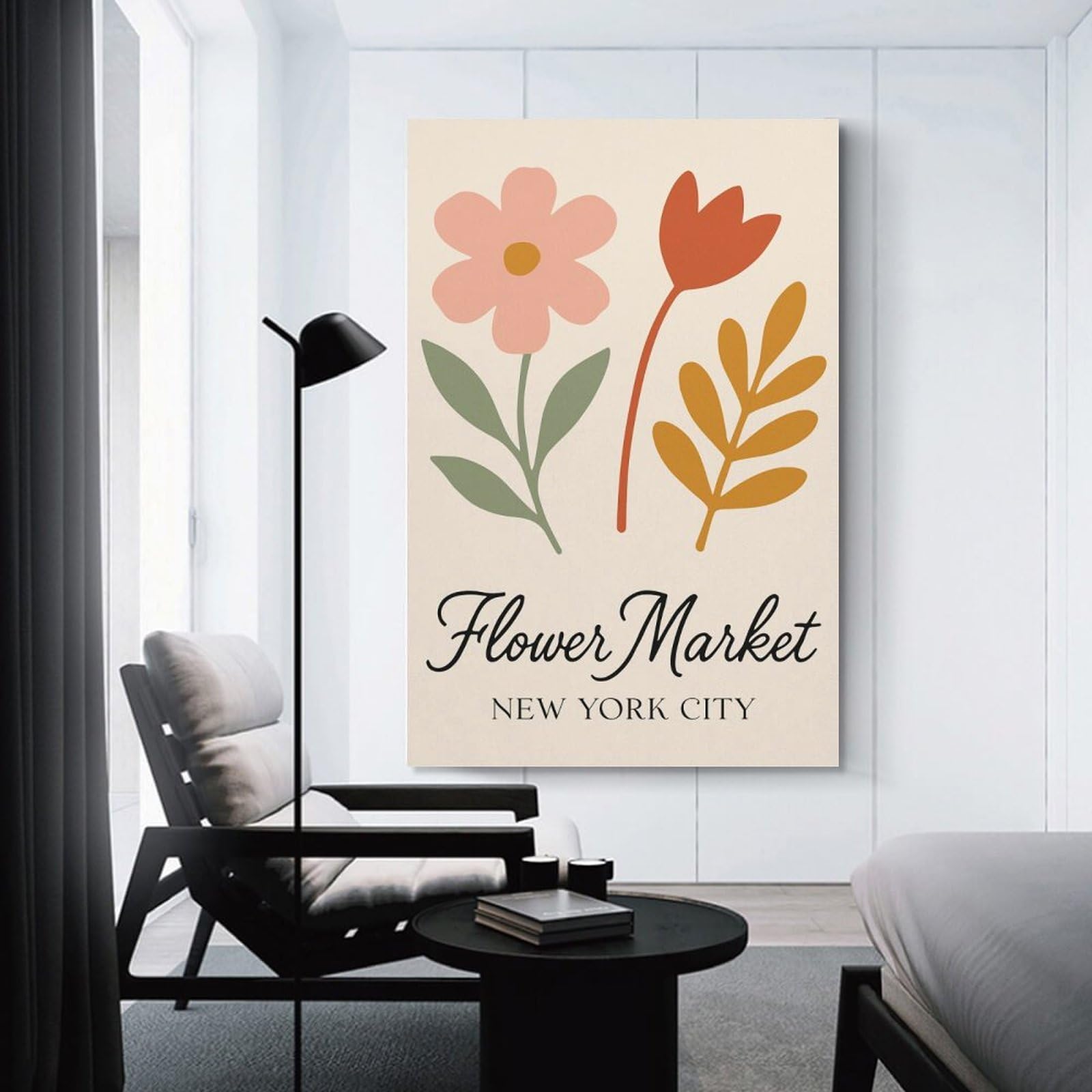 Junmoney Flower Market New York City Art Room Decor Wall Art 08x12inch(20x30cm), for Living Room, Bedroom, Office Or Hallway, An Adaptable Decor Piece for Home Use