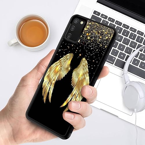 Miniatura 6 de CARLOCA Funda compatible con Samsung Galaxy A03S 4G, fundas doradas con alas de ángel para Samsung Galaxy A03S 4G, diseño gráfico de moda, a prueba
