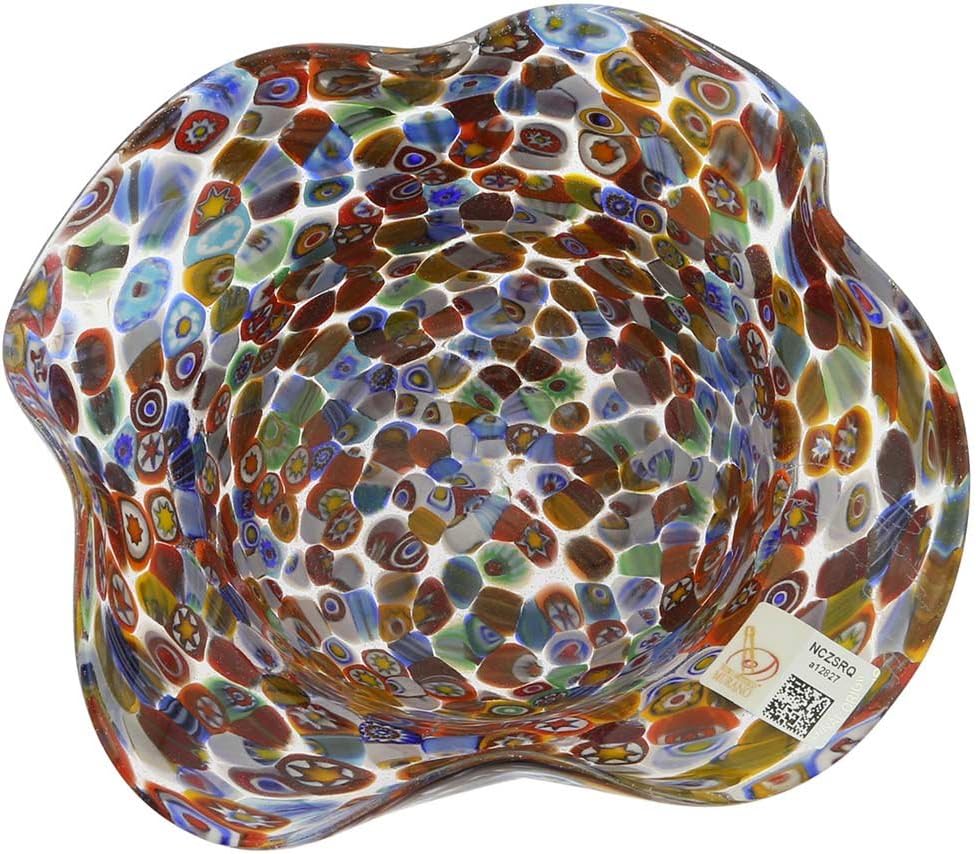 Glass Of Venice Murano Glass Millefiori Fazzoletto Bowl