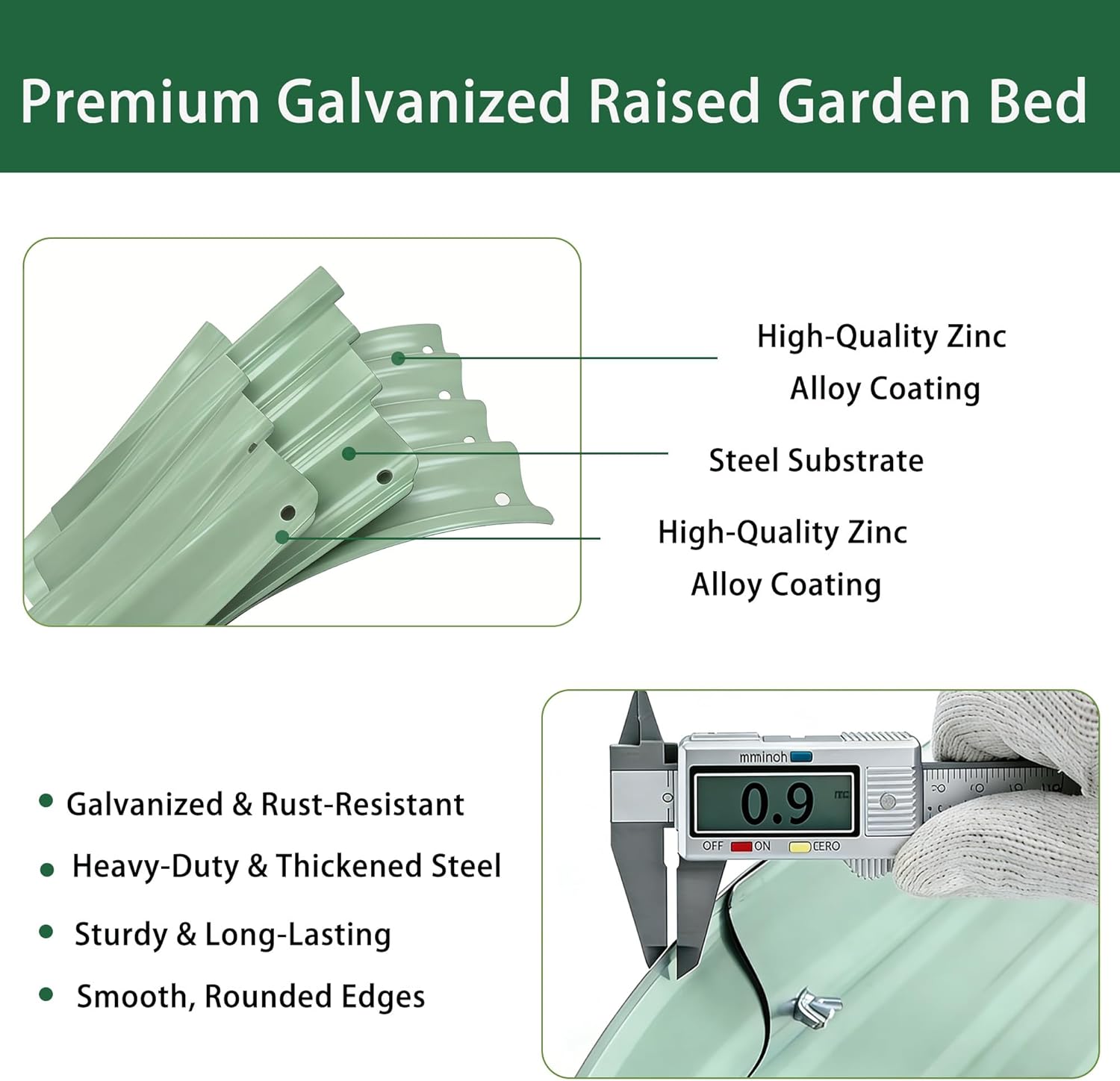 2 Pack Raised Garden Bed Kits, 4x2x1FT Green Oval Galvanized Outdoor Planter Beds, Easy Assembly Metal Raised Bed for Vegetables, Flowers & Herbs