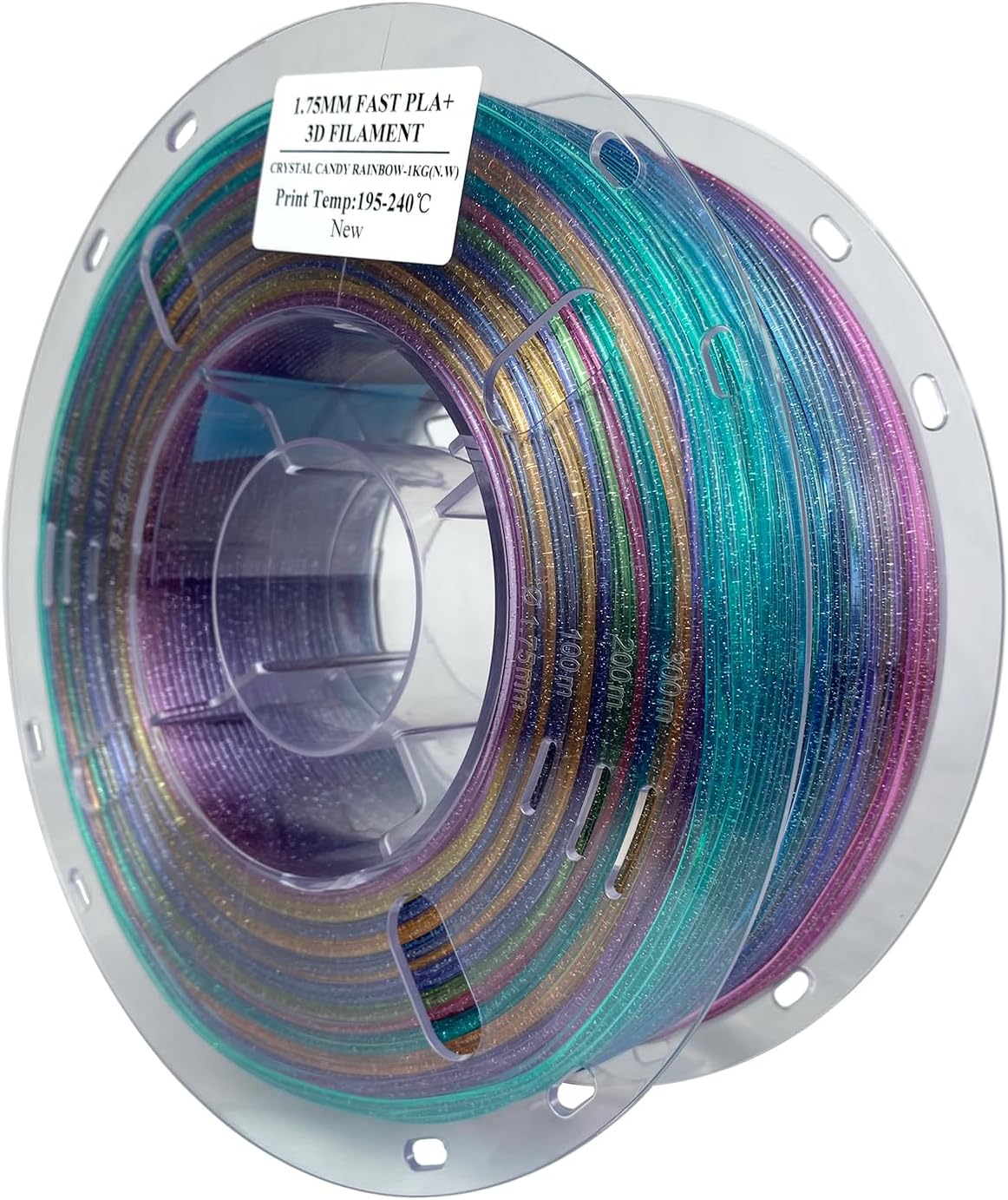 EPAX High Speed PLA+ 3D Printer Filament, Fast PLA 3D Printing Filament, 1.75mm, Dimensional Accuracy +/- 0.03 mm, 1KG Spool (Crystal Candy Rainbow)