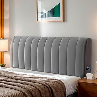 Tête De Lit Capitonnée en Velours Housse Douce Extensible Lavable Protection Complète Contre La Poussière pour Lit Tête De Lit Simple King Double,F,150cm