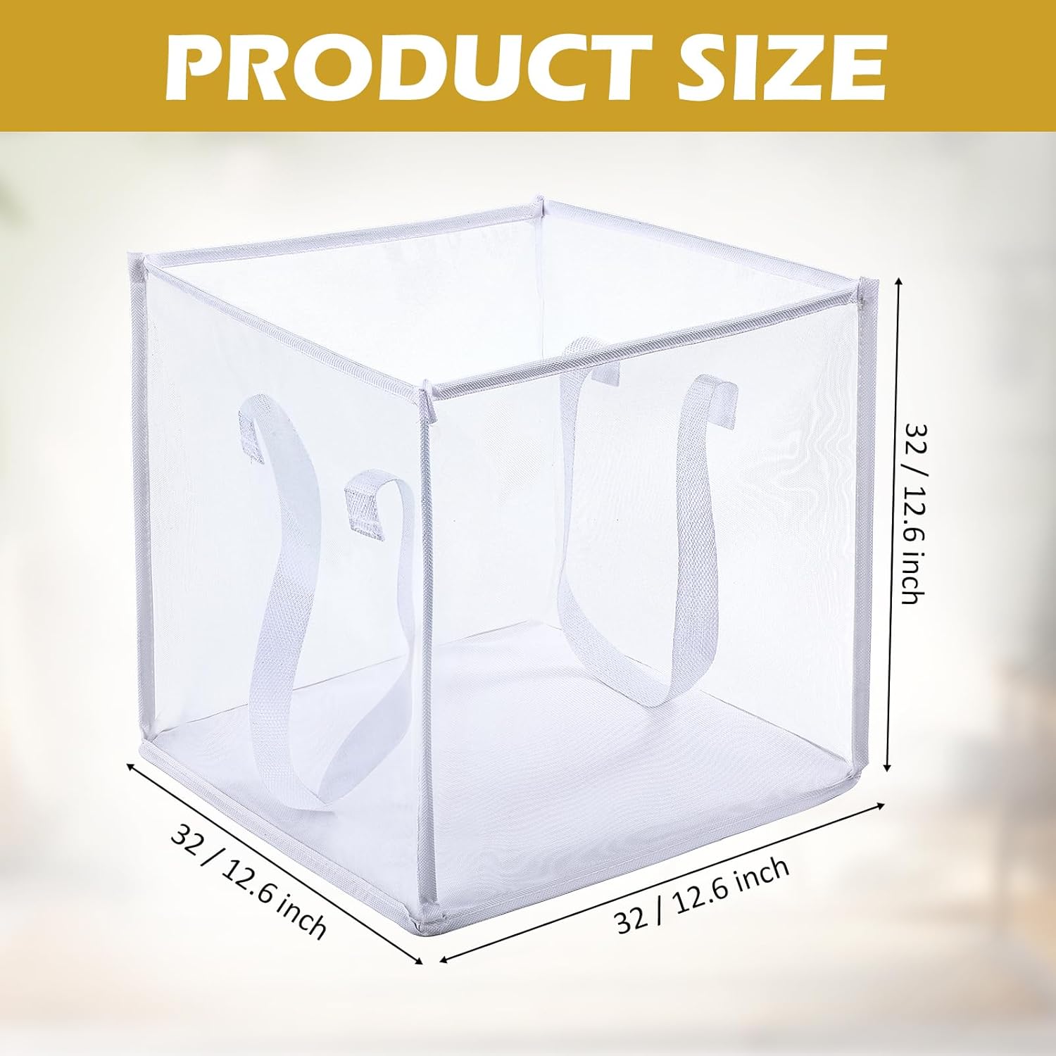 Zopeal 6 Pack Popup Laundry Hamper 13 Inch Collapsible Laundry Baskets with Handles Mesh Clothes Baskets Portable Single Layer Foldable Clothes Hamper Square Bin for Washing (White,Single-layer)