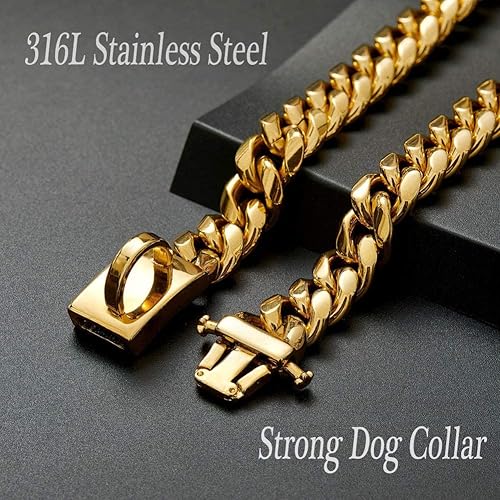 Miniatura 5 de Collar de perro personalizado chapado en oro de 18 quilates para perros pequeños, medianos y grandes, collar de acero inoxidable con eslabones