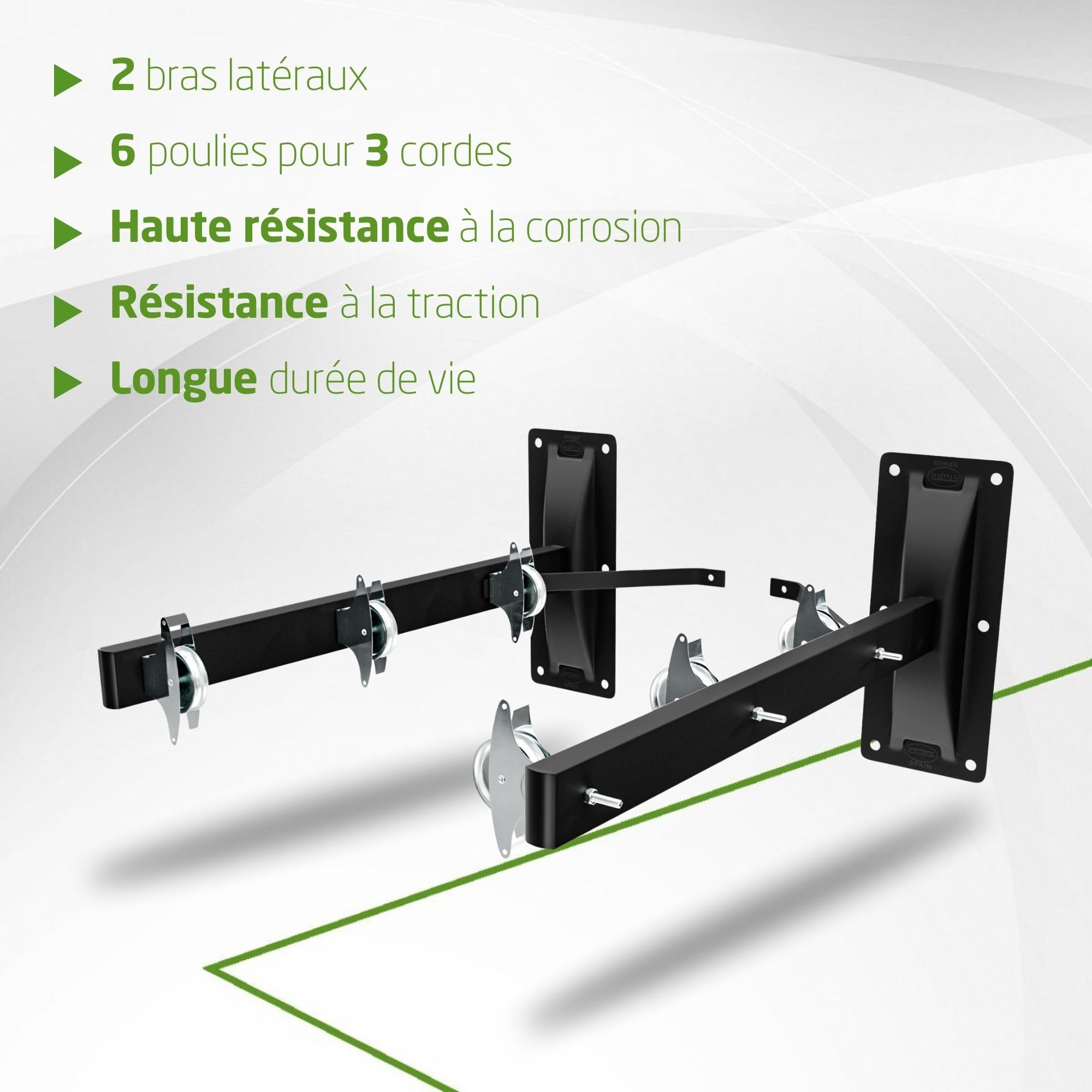 Amig - Étendoir Mural latéral Mod. 3 - Séchoir Mural Rabattable pour Linge - Structure résistante et Installation Pratique - 80 x 40 cm - Acier - Finition Noire