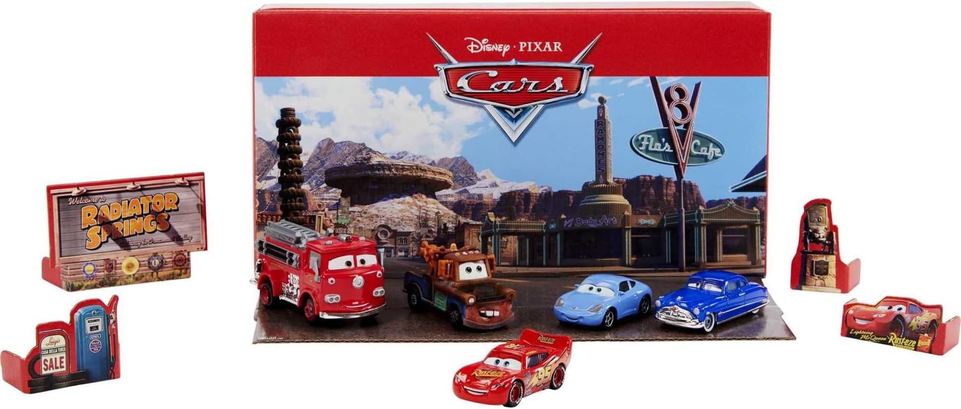Disney and Pixar Cars Vehicle 5-Pack Collection, Set of 4 Character Cars & 1 Red Fire Truck Inspired by Radiator Springs, Collectible Gift for Kids & Fans Ages 3 Years Old & Up, HFN81